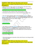 NURSING NRSG 98 Exam Questions and Answers 100&percnt;Correct&sol;Certified Guaranteed Success Latest 2022&sol;2023 GRADED A&plus;