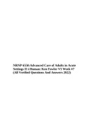 NRNP 6550&colon;Advanced Care of Adults in Acute Settings II i-Human&colon; Ken Fowler V5 Week &num;7 &lpar;All Verified Questions And Answers 2022&rpar;&period;