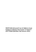 NRNP 6550:Advanced Care of Adults in Acute Settings II i-Human: Ken Fowler V5 Week #7 (All Verified Questions And Answers 2022).