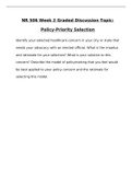 NR 506 Week 2 Graded Discussion Topic: Policy-Priority Selection