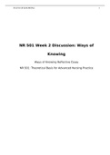   NR 501 Week 2 Discussion&colon; Ways of Knowing  
