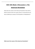 HIST 405 Week 2 Discussion 1: The American Revolution