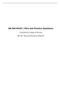       NR 505 PICOT / PICo and Practice Questions