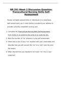 NR 391 Week 2 Discussion Question: Transcultural Nursing Skills Self-Assessment  