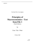 Principles of Macroeconomics - Test Item File 1 Ninth Edition by Case / Fair / Oster 