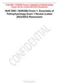 NUR 2063 / NUR2063 Exam 1: Essentials of Pathophysiology Exam 1 Review (Latest 2022/2023) Rasmussen
