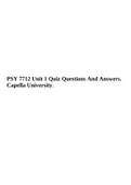 PSY 7712 (PSYCHOLOGY) Unit 2 Quiz Questions And Answers. Capella University.
