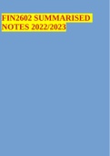 FIN2602 SUMMARISED NOTES 2022/2023