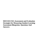 MSN ED C921-Assessment and Evaluation Strategies for Measuring Student Learning Assessment Blueprints. Questions And Answers.
