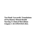 Test Bank Varcarolis' Foundations of Psychiatric-Mental Health Nursing A Clinical 9th Edition Chapter 1-36 UPDATED 2022.