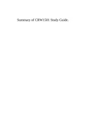 Summary of CRW1501 Study Guide.