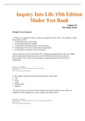Complete Test Bank Inquiry Into Life 15th Edition Mader Questions & Answers with rationales (Chapter 1-37)