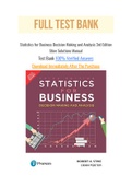 Statistics for Business Decision Making and Analysis 3rd Edition Stine Solutions Manual with Question and Answers&comma; From Chapter 1 to 27 and rationale