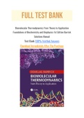 Biomolecular Thermodynamics From Theory to Application Foundations of Biochemistry and Biophysics 1st Edition Barrick Solutions Manual with Question and Answers, From Chapter 1 to 13 and rationale