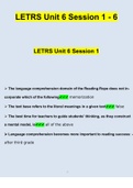 LETRS Unit 6 Session's 1, 2, 3, 4, 5, 6, Questions and Answers 2022/2023 (Verified Answers)