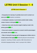 LETRS Unit 5 Session's 1, 2, 3, 4, 5, 6, Questions and Answers (2022/2023) | Verified Answers