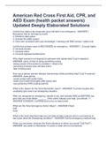 American Red Cross First Aid&comma; CPR&comma; and AED Exam &lpar;health packet answers&rpar; Updated Deeply Elaborated Solutions