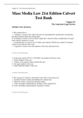 Complete Test Bank Mass Media Law 21st Edition Calvert Questions & Answers with rationales &lpar;Chapter 1-16&rpar;