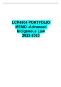 LCP4804 PORTFOLIO MEMO -Advanced Indigenous Law 2022-2023 