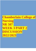 Chamberlain College of Nursing NR 507 WEEK 3 PART 2 DISCUSSION 2022/2023