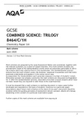 GCSE COMBINED SCIENCE: TRILOGY 8464/C/1H Chemistry Paper 1H Mark scheme June 2020 Version: 1.0 Final Mark Scheme