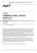 GCSE COMBINED SCIENCE&colon; TRILOGY 8464&sol;C&sol;1H Chemistry Paper 1H Mark scheme June 2020 Version&colon; 1&period;0 Final Mark Scheme