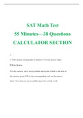 SAT Math Test 2022. 55 Minutes—38 Questions CALCULATOR SECTION Plus Answer Key