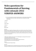 Nclex questions for Fundamentals of Nursing with rationale 2022 VERIFED ANSWERS