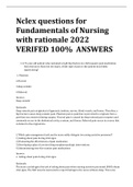 Nclex questions for Fundamentals of Nursing with rationale 2022 VERIFED 100%  ANSWERS
