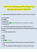 NATE Air Conditioning and Heat Pumps Exam Questions 2022/2023 | Consisting Of 50 Questions With Verified Answers From Experts