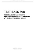 TEST BANK FOR MEDICAL-SURGICAL NURSING CRITICAL THINKING IN CLIENT CARE 4TH EDITION LATEST REVISED UPDATE BY PRISCILLA LEMONE&period;