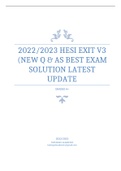 2022&sol;2023 HESI EXIT V3 &lpar;NEW Q & AS BEST EXAM SOLUTION LATEST UPDATE