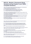BIO110 - Module 3 Homework Study Guide&lpar;Covering Chapter 6 and 7&rpar;With Complete Solutions&period;