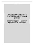 ATI COMPREHENSIVE PREDICTOR REVISION GUIDE 2021 500+ Correct Questions & Answers