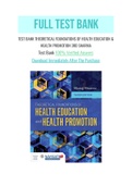 TEST BANK THEORETICAL FOUNDATIONS OF HEALTH EDUCATION & HEALTH PROMOTION 3RD SHARMA with Question and Answers, From Chapter 1 to 11 