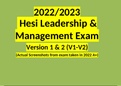 2023 Hesi Leadership &Management Exam Version 1 & 2 (V1-V2)(Actual Screenshots from Exam taken in 2023 A+)(Verified Answers by Expert)