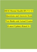 2022/2023 HESI Mental Health RN V1-V3 Questions and Answers from Test Banks and Actual Exams (Latest Update) (Verified Answers by Expert)