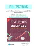 Statistics for Business Decision Making and Analysis 3rd Edition Stine Solutions Manual with Question and Answers, From Chapter 1 to 27  