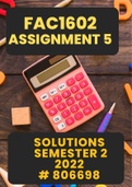 FAC1602 Assignment 5 (SOLUTIONS) Semester 2, 2022 
