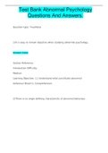 Test Bank Abnormal Psychology Questions And Answers&period;