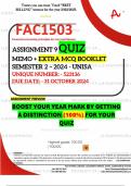 FAC1503 ASSIGNMENT 9 QUIZ MEMO - SEMESTER 2 - 2024 - UNISA - DUE &colon; 31 OCTOBER 2024 - UNIQUE NUMBER&colon;-  523136 &lpar;DISTINCTION GUARANTEED&rpar; &plus; INCLUDES 200-500 PAGE MCQ BOOKLET 