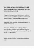 IOP1501 HUMAN DEVELOPMENT 100 QUESTIONS AND ANSWERS&vert;LATEST 2024&vert; A&plus;  GRADE&vert;100&percnt; VERIFIED&vert;