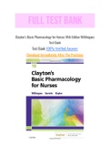 Clayton’s Basic Pharmacology for Nurses 18th Edition Willihnganz Test Bank with Question and Answers, From Chapter 1 to 48 and rationale
