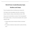 NR 451 Week 3 Graded Discussion Topic: Resilience and Change 