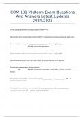 COM 101 Midterm Exam Questions And Answers Latest Updates 2024&sol;2025