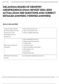 OKLAHOMA BOARD OF DENISTRY JURISPRUDENCE EXAM NEWEST 2024-2025 ACTUAL EXAM 300 QUESTIONS AND CORRECT DETAILED ANSWERS &lpar;VERIFIED ANSWERS&rpar;