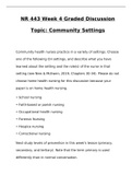 NR 443 Week 4 Graded Discussion Topic: Community Settings
