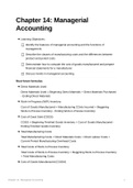 Class notes for Chapter 14: Managerial Accounting