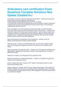Ambulatory care certification Exam Questions Complete Solutions New Update &lpar;Graded A&plus;&rpar;