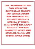QUIZ 1 PHARMACOLOGY 5334 EXAM WITH ACTUAL  QUESTIONS AND COMPLETE 100&percnt; CORRECT ANSWERS WITH VERIFIED AND WELL EXPLAINED RATIONALES GRADED A&plus; BY EXPERTS LATEST UPDATE 2024 ALREADY PASSED&excl;&excl;&excl;&excl;&excl;&excl; WITH 100&percnt; GUARANTEED SUCCESS AFTER DOWNLOAD &lpar;ALL YOU NEED TO EX